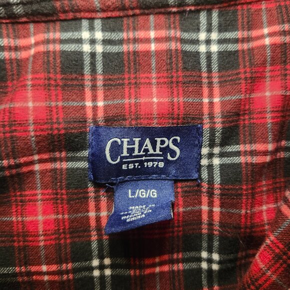 Chaps Red + Black Plaid Flannel (L) – Cozy, Classic, Like New! - Picture 2 of 4